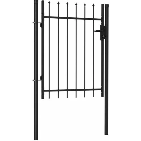 Hommoo Portillon Simple Porte Avec Dessus A Pointe Acier 1x1,2 M Noir HDV06545 4 Hommoo Portillon Simple Porte Avec Dessus A Pointe Acier 1x1,2 M Noir HDV06545 – Image 2