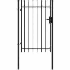 Hommoo Portillon Simple Porte Avec Dessus A Pointe Acier 1x1,5 M Noir HDV06546