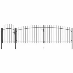 VidaXL Portail De Clôture De Jardin Avec Dessus En Lance 5x1,75 M Noir - Noir