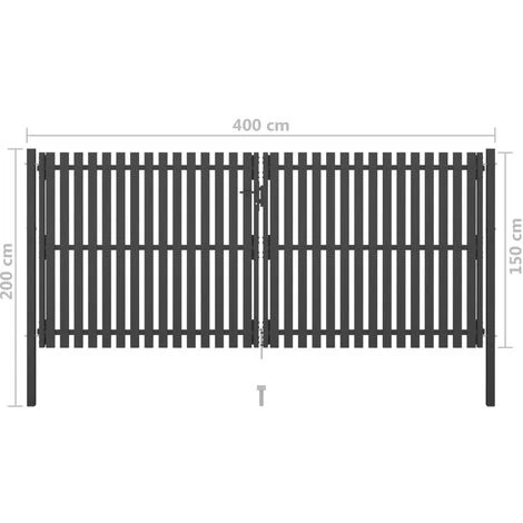 Portail De Clôture De Jardin Acier 4x2 M Anthracite VidaXL - Anthracite 5 Portail De Clôture De Jardin Acier 4x2 M Anthracite VidaXL - Anthracite – Image 3