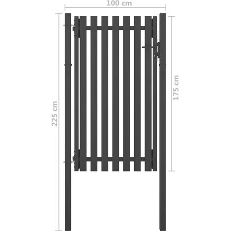 Portail De Clôture De Jardin Acier 1x2,25 M Anthracite VidaXL - Anthracite 6 Portail De Clôture De Jardin Acier 1x2,25 M Anthracite VidaXL - Anthracite – Image 4