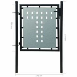 TRUE DEAL Portillon De Jardin Acier Noir 100 X 150 Cm -Portail Soldes Boutique 26118552 5