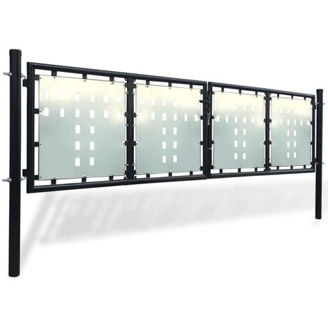 TRUE DEAL Portillon De Jardin Acier Double Noir 300 X 125 Cm 4 TRUE DEAL Portillon De Jardin Acier Double Noir 300 X 125 Cm – Image 2