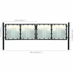 TRUE DEAL Portillon De Jardin Acier Double Noir 300 X 125 Cm 11 TRUE DEAL Portillon De Jardin Acier Double Noir 300 X 125 Cm -Portail Soldes Boutique 26118554 5