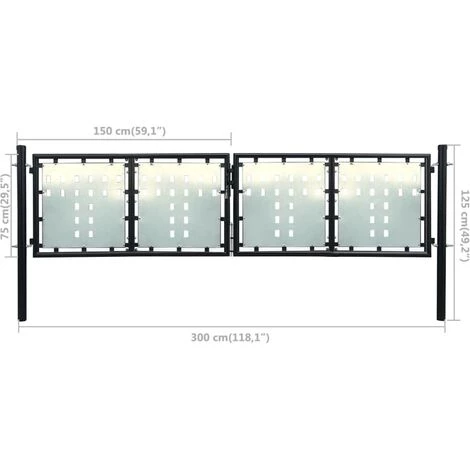 TRUE DEAL Portillon De Jardin Acier Double Noir 300 X 125 Cm 7 TRUE DEAL Portillon De Jardin Acier Double Noir 300 X 125 Cm – Image 5