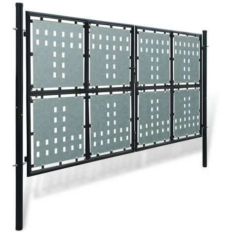 TRUE DEAL Portillon De Jardin Acier Double Noir 300 X 200 Cm 4 TRUE DEAL Portillon De Jardin Acier Double Noir 300 X 200 Cm – Image 2