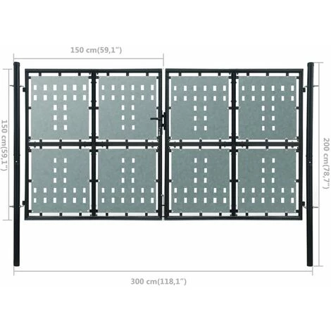 TRUE DEAL Portillon De Jardin Acier Double Noir 300 X 200 Cm 7 TRUE DEAL Portillon De Jardin Acier Double Noir 300 X 200 Cm – Image 5