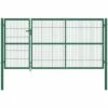 TRUE DEAL Portail De Clôture De Jardin Avec Poteaux 350x140 Cm Acier Vert 1 TRUE DEAL Portail De Clôture De Jardin Avec Poteaux 350x140 Cm Acier Vert -Portail Soldes Boutique 26119104 1