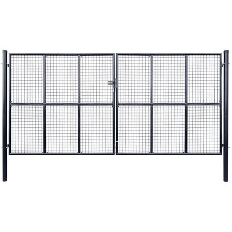 TRUE DEAL Portail En Maille De Jardin Acier Galvanisé 400 X 175 Cm Gris 3 TRUE DEAL Portail En Maille De Jardin Acier Galvanisé 400 X 175 Cm Gris