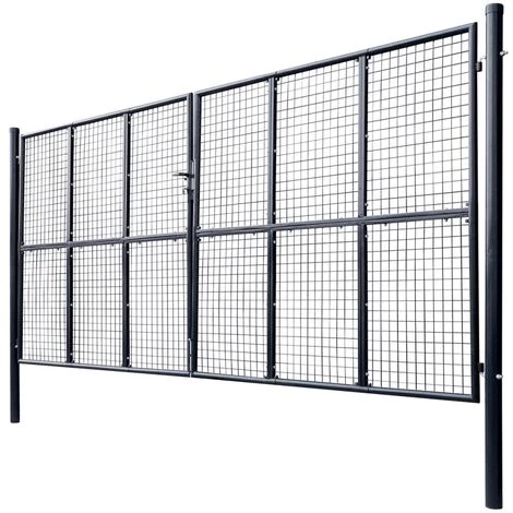 TRUE DEAL Portail En Maille De Jardin Acier Galvanisé 400 X 175 Cm Gris 4 TRUE DEAL Portail En Maille De Jardin Acier Galvanisé 400 X 175 Cm Gris – Image 2