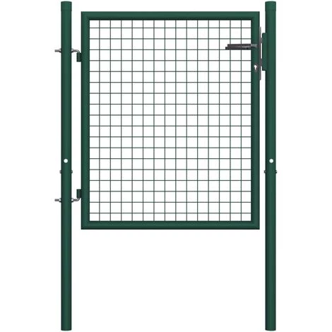 TRUE DEAL Portail De Clôture Acier 100x75 Cm Vert 3 TRUE DEAL Portail De Clôture Acier 100x75 Cm Vert