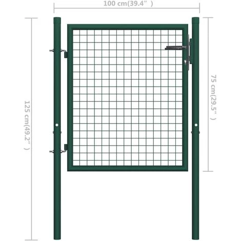 TRUE DEAL Portail De Clôture Acier 100x75 Cm Vert 7 TRUE DEAL Portail De Clôture Acier 100x75 Cm Vert – Image 5