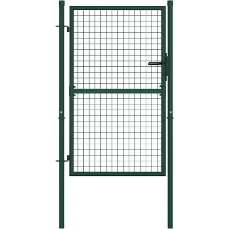 TRUE DEAL Portail De Clôture Acier 100x125 Cm Vert 3 TRUE DEAL Portail De Clôture Acier 100x125 Cm Vert