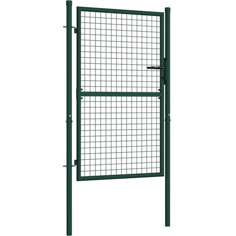 TRUE DEAL Portail De Clôture Acier 100x125 Cm Vert 4 TRUE DEAL Portail De Clôture Acier 100x125 Cm Vert – Image 2