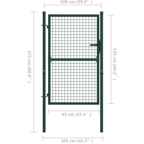 TRUE DEAL Portail De Clôture Acier 100x125 Cm Vert 7 TRUE DEAL Portail De Clôture Acier 100x125 Cm Vert – Image 5