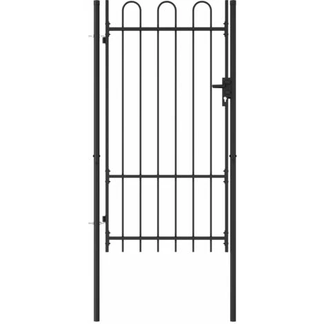 TRUE DEAL Portillon Simple Porte Avec Dessus Arqué Acier 1x1,75 M Noir 3 TRUE DEAL Portillon Simple Porte Avec Dessus Arqué Acier 1x1,75 M Noir
