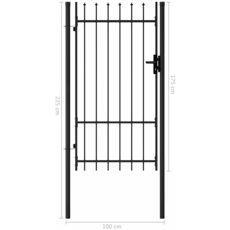 TRUE DEAL Portillon Simple Porte Avec Dessus à Pointe Acier 1x1,75 M Noir 7 TRUE DEAL Portillon Simple Porte Avec Dessus à Pointe Acier 1x1,75 M Noir – Image 5