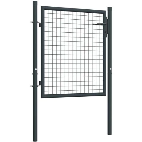 TRUE DEAL Portail En Maille De Jardin Acier Galvanisé 100 X 125 Cm Gris 4 TRUE DEAL Portail En Maille De Jardin Acier Galvanisé 100 X 125 Cm Gris – Image 2