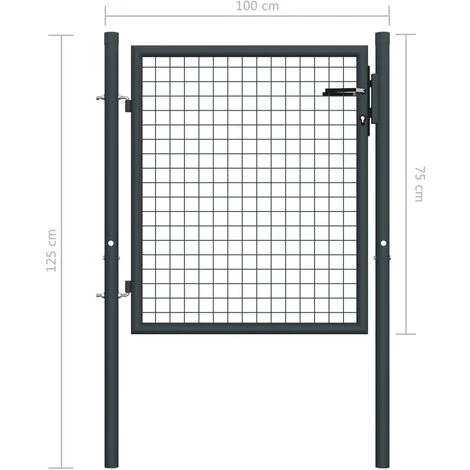 TRUE DEAL Portail En Maille De Jardin Acier Galvanisé 100 X 125 Cm Gris 7 TRUE DEAL Portail En Maille De Jardin Acier Galvanisé 100 X 125 Cm Gris – Image 5