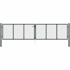 TRUE DEAL Portail En Maille De Jardin Acier Galvanisé 400 X 125 Cm Gris