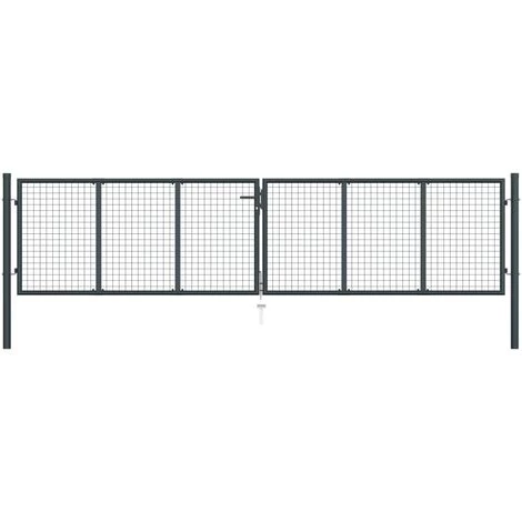 TRUE DEAL Portail En Maille De Jardin Acier Galvanisé 400 X 150 Cm Gris 3 TRUE DEAL Portail En Maille De Jardin Acier Galvanisé 400 X 150 Cm Gris