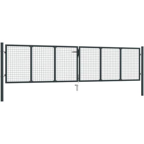 TRUE DEAL Portail En Maille De Jardin Acier Galvanisé 400 X 150 Cm Gris 4 TRUE DEAL Portail En Maille De Jardin Acier Galvanisé 400 X 150 Cm Gris – Image 2