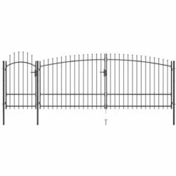 TRUE DEAL Portail De Clôture De Jardin Avec Dessus En Lance 5x2,25 M Noir