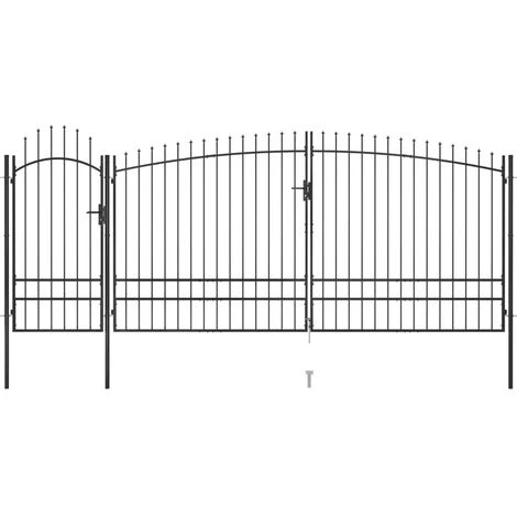 TRUE DEAL Portail De Clôture De Jardin Avec Dessus En Lance 5x2,45 M Noir 3 TRUE DEAL Portail De Clôture De Jardin Avec Dessus En Lance 5x2,45 M Noir