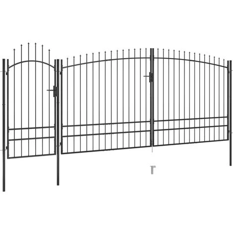 TRUE DEAL Portail De Clôture De Jardin Avec Dessus En Lance 5x2,45 M Noir 4 TRUE DEAL Portail De Clôture De Jardin Avec Dessus En Lance 5x2,45 M Noir – Image 2
