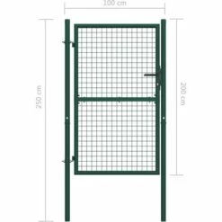 LITZEE Portail De Clôture Acier 100x200 Cm Vert -Portail Soldes Boutique 27808984 5