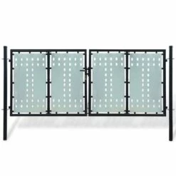 TRUE DEAL Portillon De Jardin Acier Double Noir 300 X 175 Cm