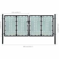 TRUE DEAL Portillon De Jardin Acier Double Noir 300 X 175 Cm -Portail Soldes Boutique 27858293 5