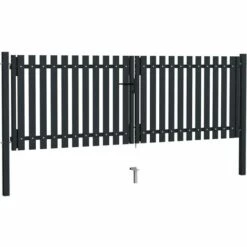 VidaXL Portail De Clôture à Double Porte Acier 306x150 Cm Anthracite - Anthracite