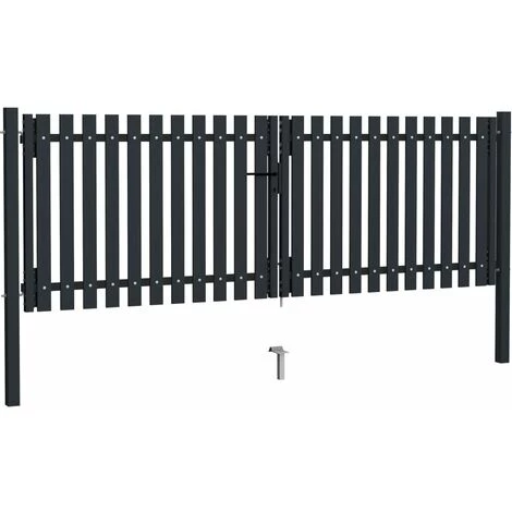 VidaXL Portail De Clôture à Double Porte Acier 306x150 Cm Anthracite - Anthracite 3 VidaXL Portail De Clôture à Double Porte Acier 306x150 Cm Anthracite - Anthracite