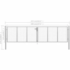 TRUE DEAL Porte De Jardin Acier Galvanisé 415x175 Cm Argenté -Portail Soldes Boutique 29109664 5