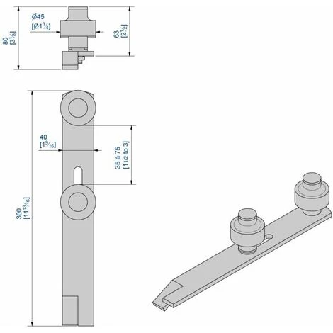 SLID'UP BY MANTION Guide Réglable à Sceller Avec 2 Olives Zytel Ø45 Mm Pour Porte Jusqu'à 900 Kg 4 SLID'UP BY MANTION Guide Réglable à Sceller Avec 2 Olives Zytel Ø45 Mm Pour Porte Jusqu'à 900 Kg – Image 2