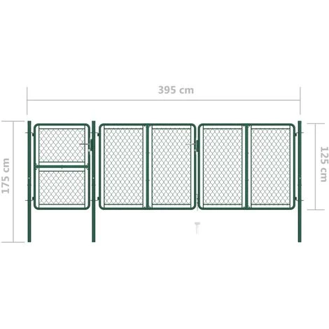 Portail De Jardin Acier 125x395 Cm Vert VidaXL 7 Portail De Jardin Acier 125x395 Cm Vert VidaXL – Image 5