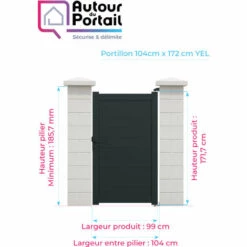 AUTOURDUPORTAIL Portillon YEL Gris 7016 - L104 Cm X H172 Cm En Aluminium AUTOUR DU PORTAIL 9 AUTOURDUPORTAIL Portillon YEL Gris 7016 - L104 Cm X H172 Cm En Aluminium AUTOUR DU PORTAIL -Portail Soldes Boutique 30187980 4