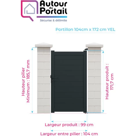 AUTOURDUPORTAIL Portillon YEL Gris 7016 - L104 Cm X H172 Cm En Aluminium AUTOUR DU PORTAIL 6 AUTOURDUPORTAIL Portillon YEL Gris 7016 - L104 Cm X H172 Cm En Aluminium AUTOUR DU PORTAIL – Image 4