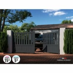 AUTOURDUPORTAIL Portail Battant BAYA Gris 7016 - L306 Cm X H135 Cm En Aluminium Manuel AUTOUR DU PORTAIL