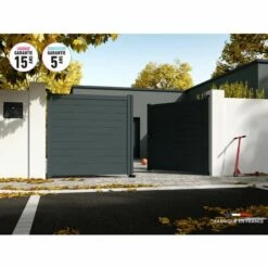 AUTOURDUPORTAIL Portail Battant YEL Gris 7016 - L306 Cm X H172 Cm En Aluminium Manuel AUTOUR DU PORTAIL