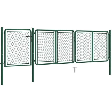 TRUE DEAL Portail De Jardin Acier 100x395 Cm Vert 4 TRUE DEAL Portail De Jardin Acier 100x395 Cm Vert – Image 2