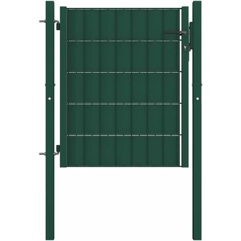 TRUE DEAL Portail De Clôture Acier 100x101 Cm Vert 3 TRUE DEAL Portail De Clôture Acier 100x101 Cm Vert