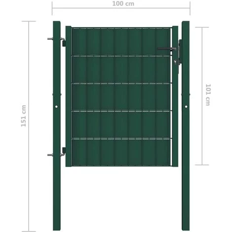 TRUE DEAL Portail De Clôture Acier 100x101 Cm Vert 6 TRUE DEAL Portail De Clôture Acier 100x101 Cm Vert – Image 4