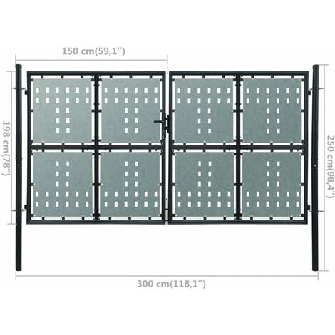 TRUE DEAL Portillon De Jardin Acier Double Noir 300 X 250 Cm 7 TRUE DEAL Portillon De Jardin Acier Double Noir 300 X 250 Cm – Image 5