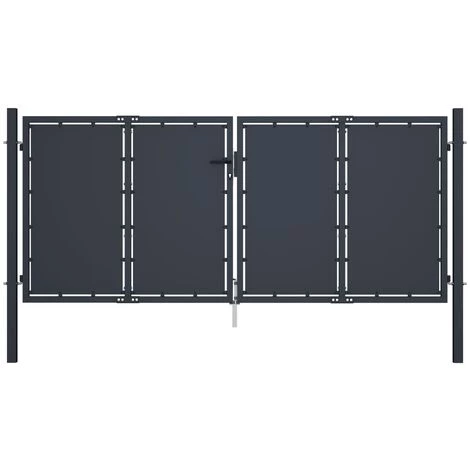 TRUE DEAL Portail De Jardin Acier 300 X 125 Cm Anthracite 3 TRUE DEAL Portail De Jardin Acier 300 X 125 Cm Anthracite