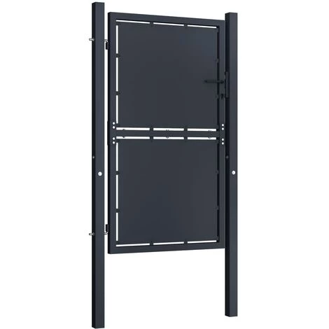 YOUTHUP Portail De Jardin Acier 100 X 200 Cm Anthracite - Gris 4 YOUTHUP Portail De Jardin Acier 100 X 200 Cm Anthracite - Gris – Image 2