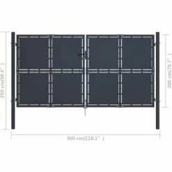 YOUTHUP Portail De Jardin Acier 300 X 200 Cm Anthracite - Gris 11 YOUTHUP Portail De Jardin Acier 300 X 200 Cm Anthracite - Gris -Portail Soldes Boutique 32621853 5