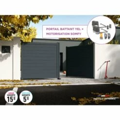 AUTOURDUPORTAIL Portail Battant YEL Gris 7016 - L306 Cm X H172 Cm En Aluminium Motorisé Somfy AUTOUR DU PORTAIL