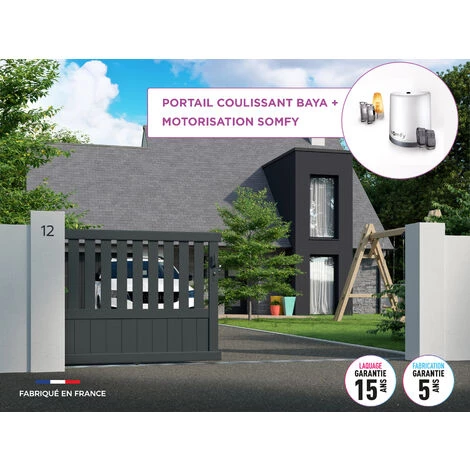 AUTOURDUPORTAIL Portail Coulissant BAYA Gris 7016 - L356 Cm X H129 Cm En Aluminium Motorisé Somfy AUTOUR DU PORTAIL 3 AUTOURDUPORTAIL Portail Coulissant BAYA Gris 7016 - L356 Cm X H129 Cm En Aluminium Motorisé Somfy AUTOUR DU PORTAIL